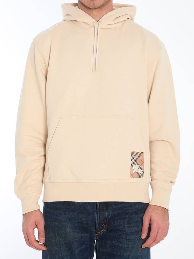 Burberry Check Label Cotton Hoodie Nutmeg