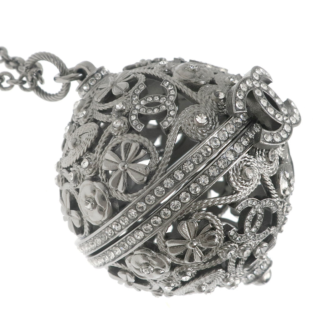 Chanel Ball Pendant Halsband Lock B22C Coco CC Mark COCO Flowers Rope Line Stone 80cm Antique Silver Accessories Jewelry
