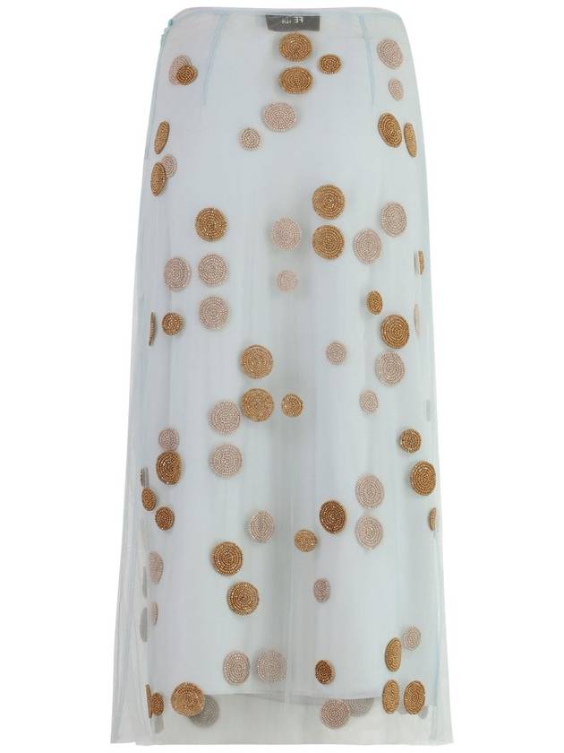 Fendi Embroidered Tulle Skirts Light Blue