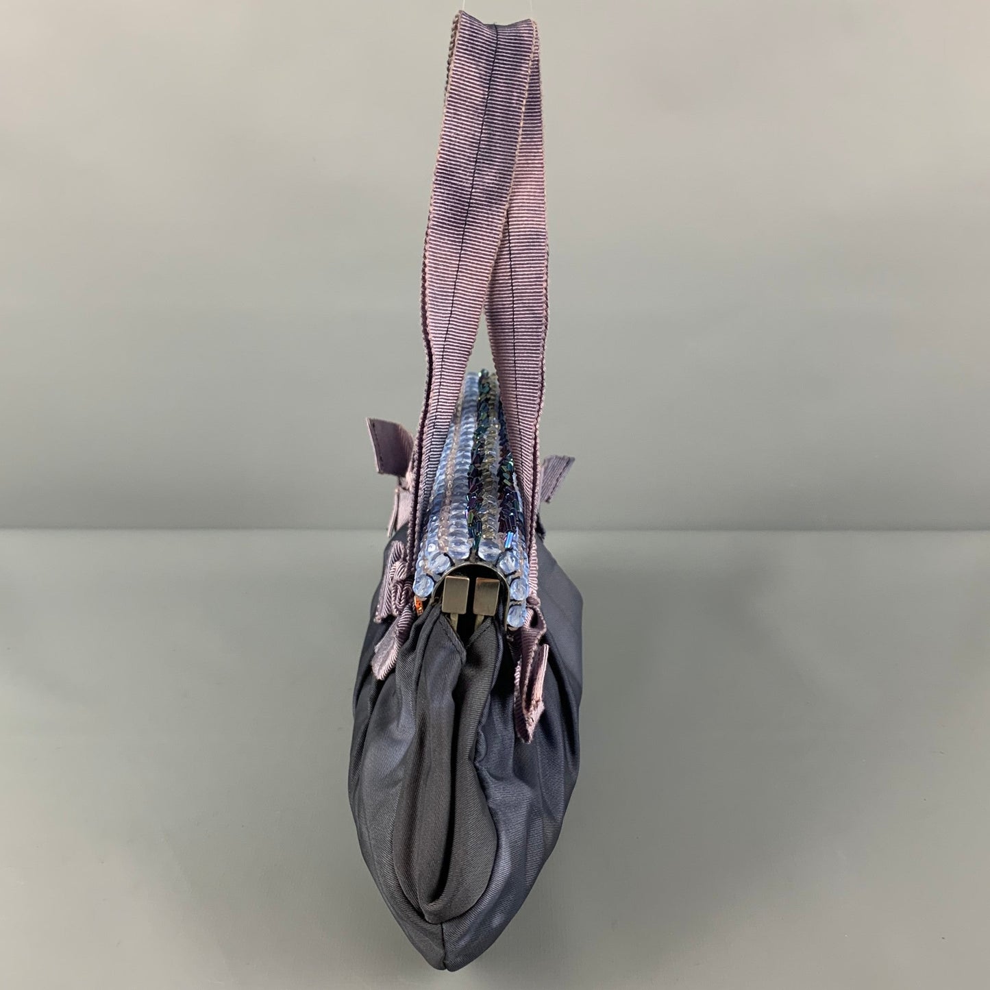 Vintage PRADA Purple Marbled Silk Rhinestones Mini Handbag