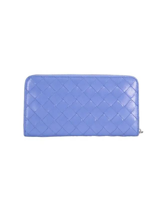 Bottega Veneta Intrecciato Zipper Around Long Wallet Blue