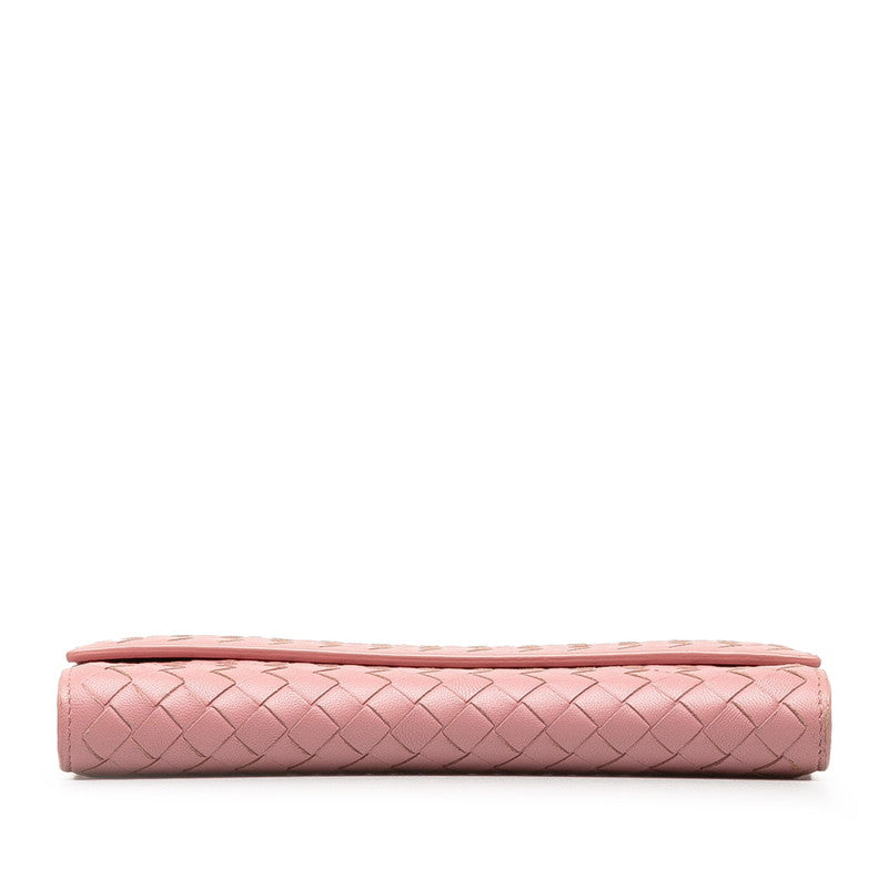 Bottega Veneta Intrecciato Long Wallet in Leather Pink