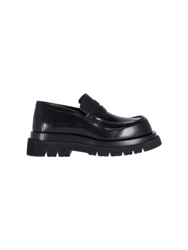 Bottega Veneta Lug Leather Loafers Black
