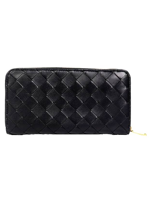 Bottega Veneta Intrecciato Zipper Around Long Wallet Black