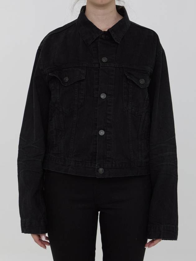 Balenciaga Back Logo Denim Jacket Black
