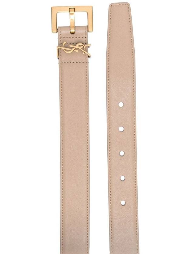 Saint Laurent Monogram Buckle Leather Belt Pink