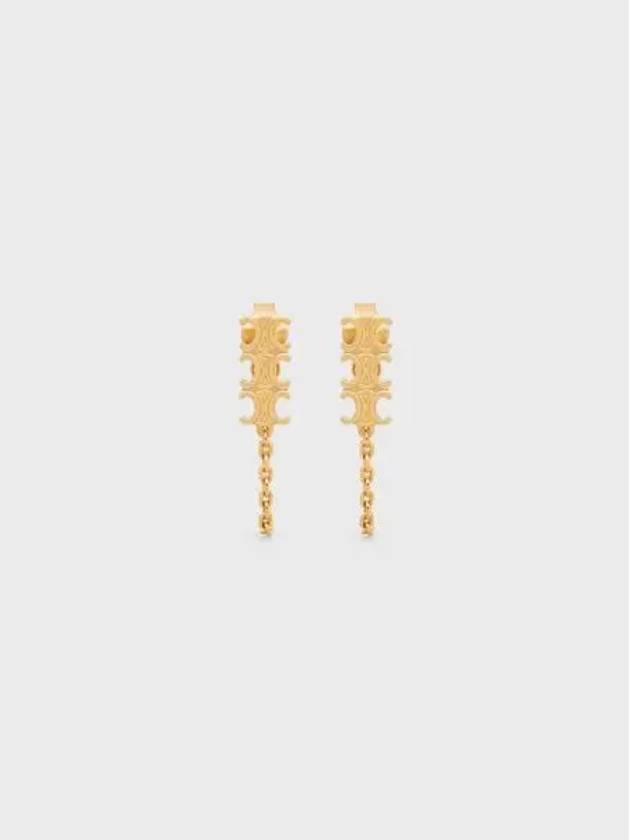 CELINE Triomphe Chain Earrings Gold Finish Brass