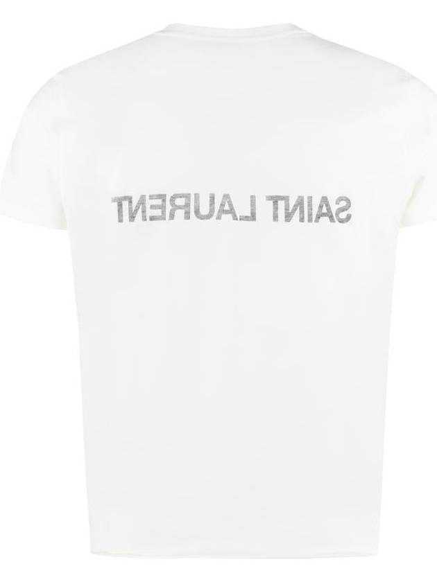 Saint Laurent Reverse Logo Print Cotton Short Sleeve T-Shirt White
