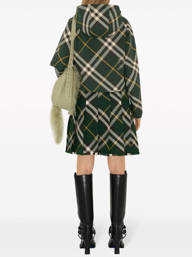 Burberry Check Pattern Zip-Up Hoodie Green