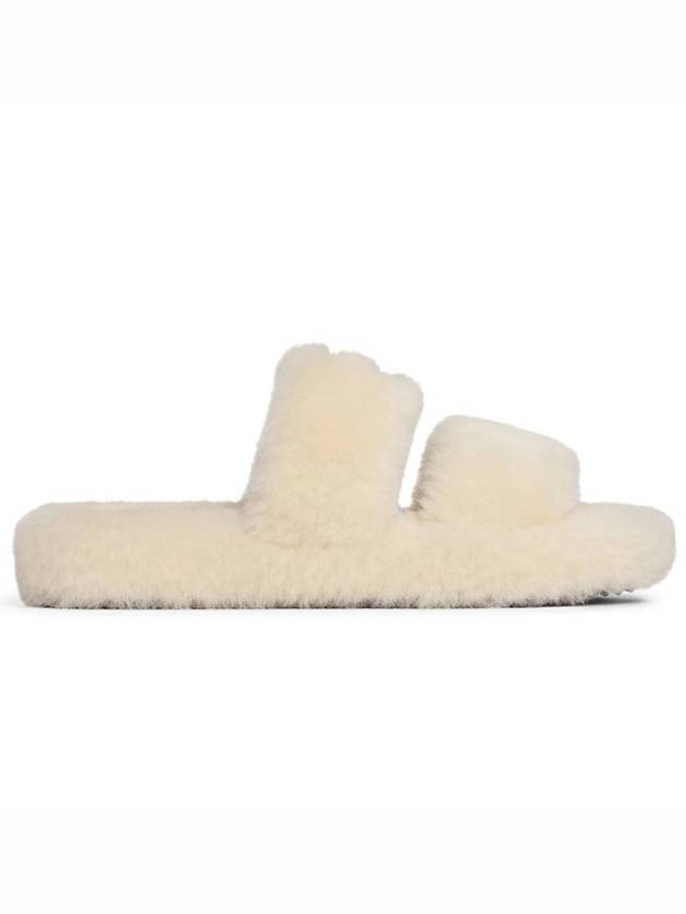 CELINE Triomphe Shearling Fur Slippers Brown Beige