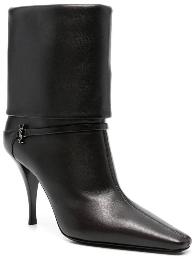 Saint Laurent Niki Leather Ankle Boots Eagle Brown