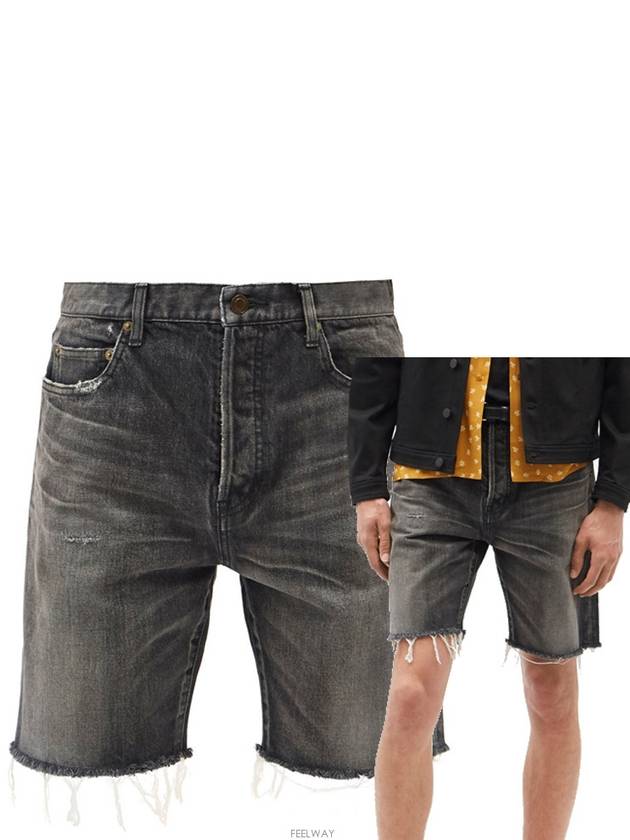 Saint Laurent Washing Denim Bermuda Shorts Grey
