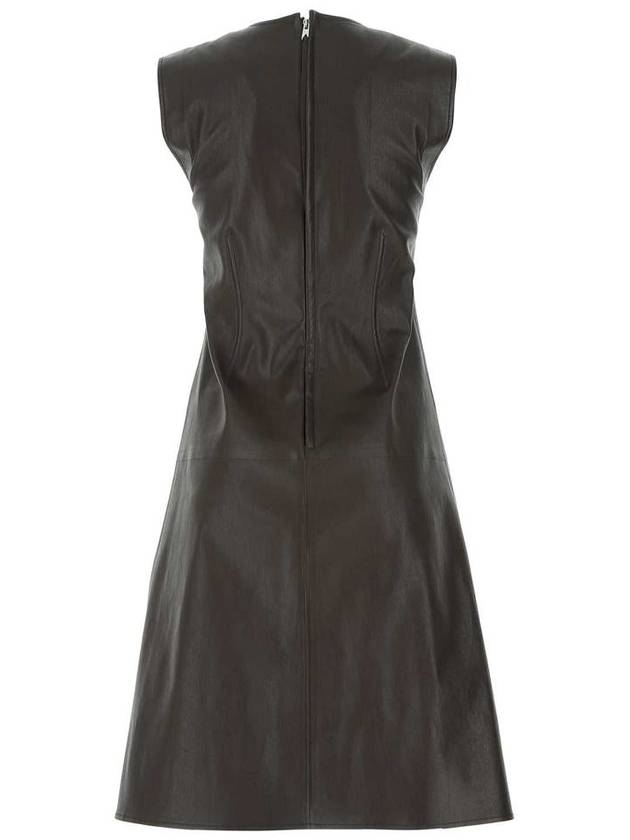 Bottega Veneta Nappa leather short dress dark brown