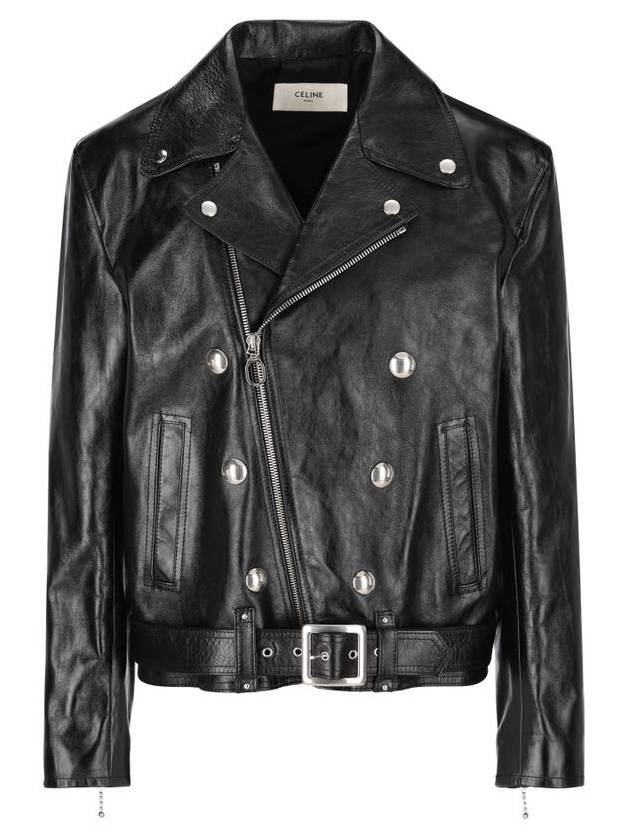 CELINE Cabochons Calfskin Biker Jacket Black