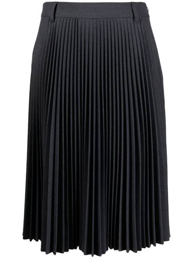 Burberry Women's Paneled Wool Blend Pleated Skirt Dark Gray Melange