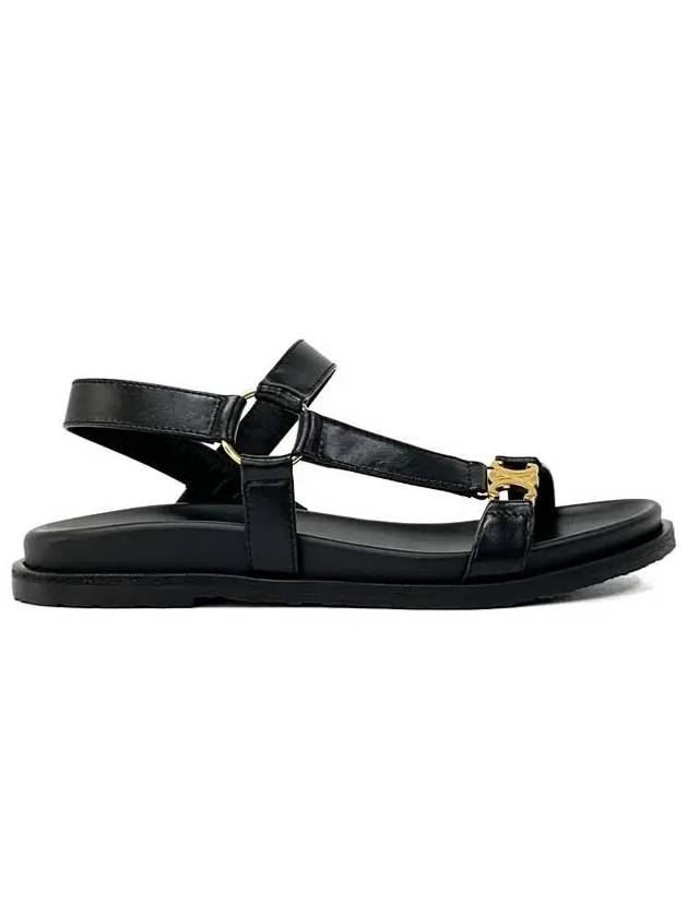 CELINE Maud Calfskin Triomphe Sandals Black