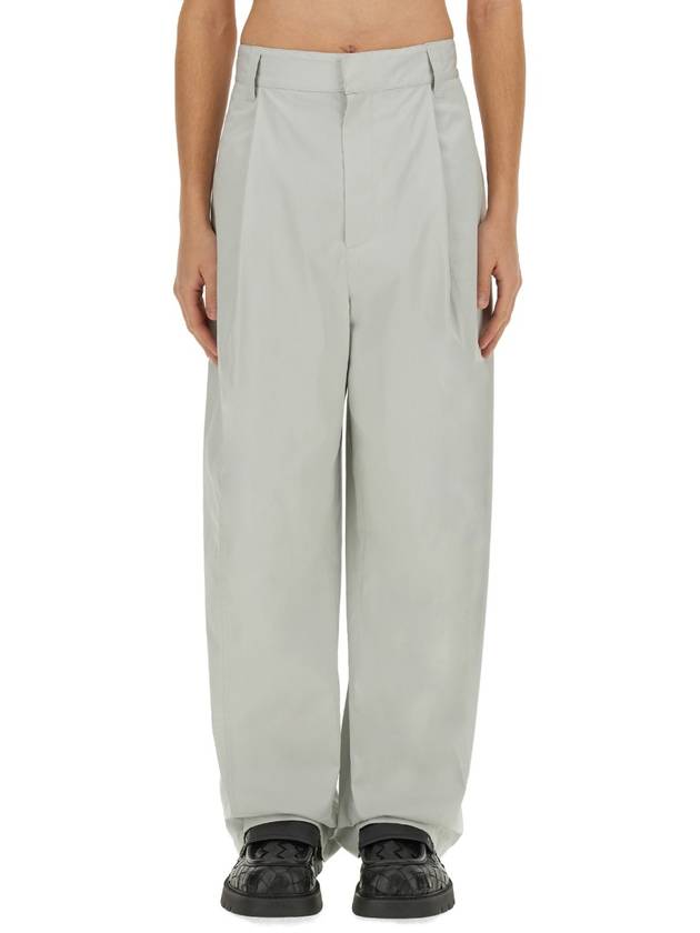 Bottega Veneta Cotton Silk Wide Leg Slacks Cloud