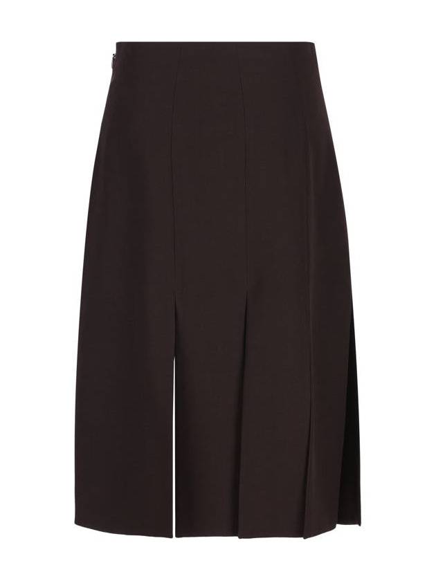 Fendi Grand de Poudre Wool Pencil Skirt Burgundy