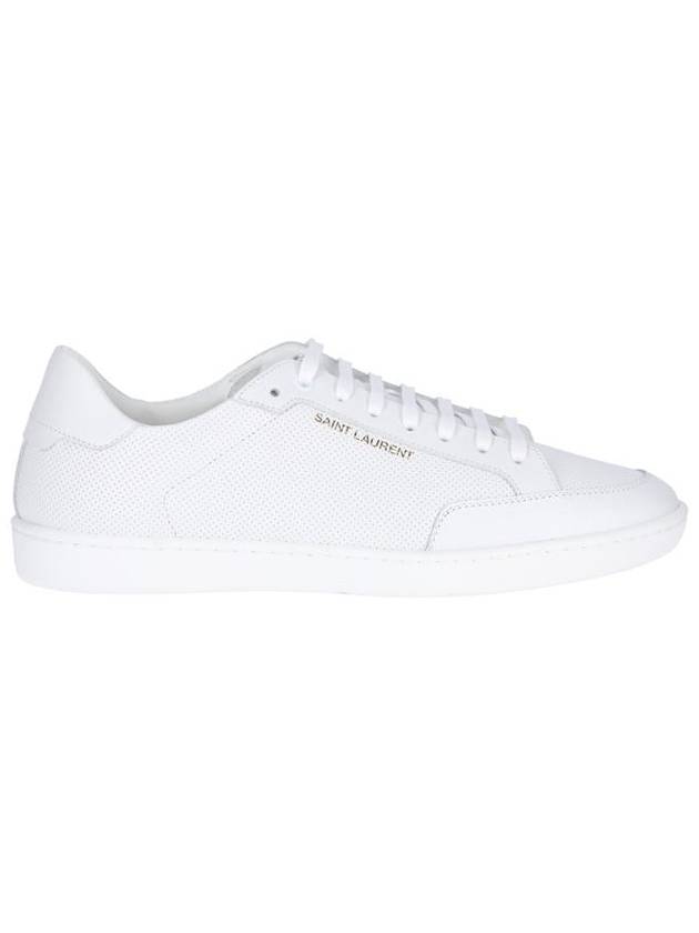 Saint Laurent Court Classic Perforated Leather Low Top Sneakers White
