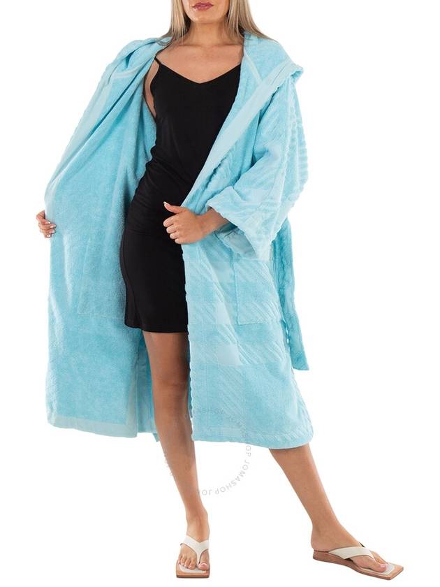 Burberry Burberry Check-Pattern Cotton Robe Bright Blue Topaz, Size Medium