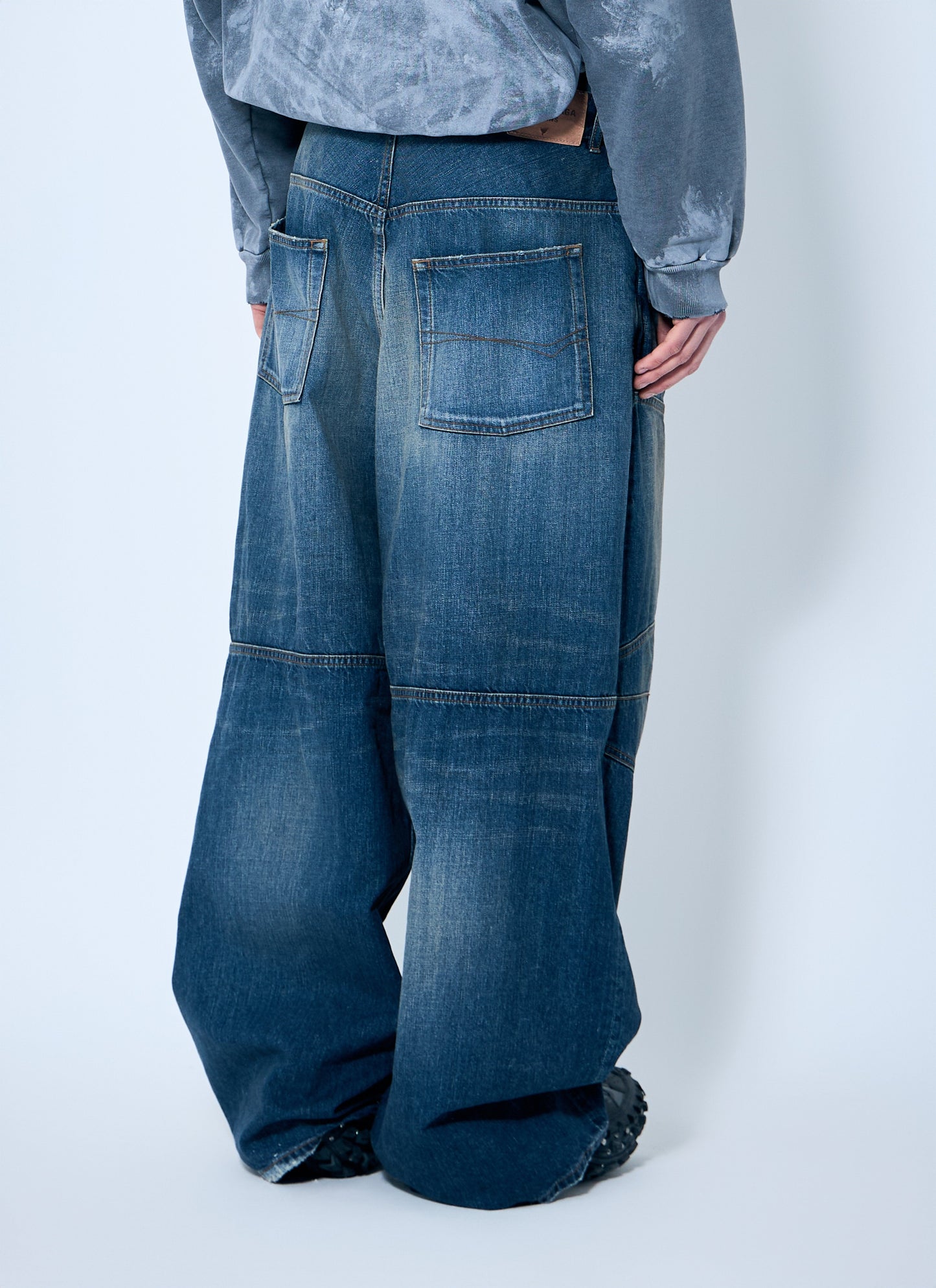 Balenciaga Men Baggy Panel Construction Jeans