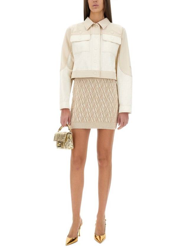 Fendi FF Blouson Jean Denim Jacket White