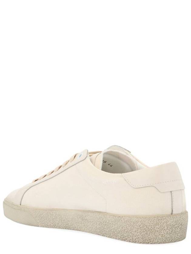 Saint Laurent Court Classic SL/06 Embroidered Sneakers In Canvas And Leather Cream