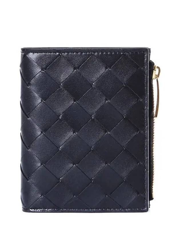 Bottega Veneta TINy Tri-Fold Zipper Half Wallet Black