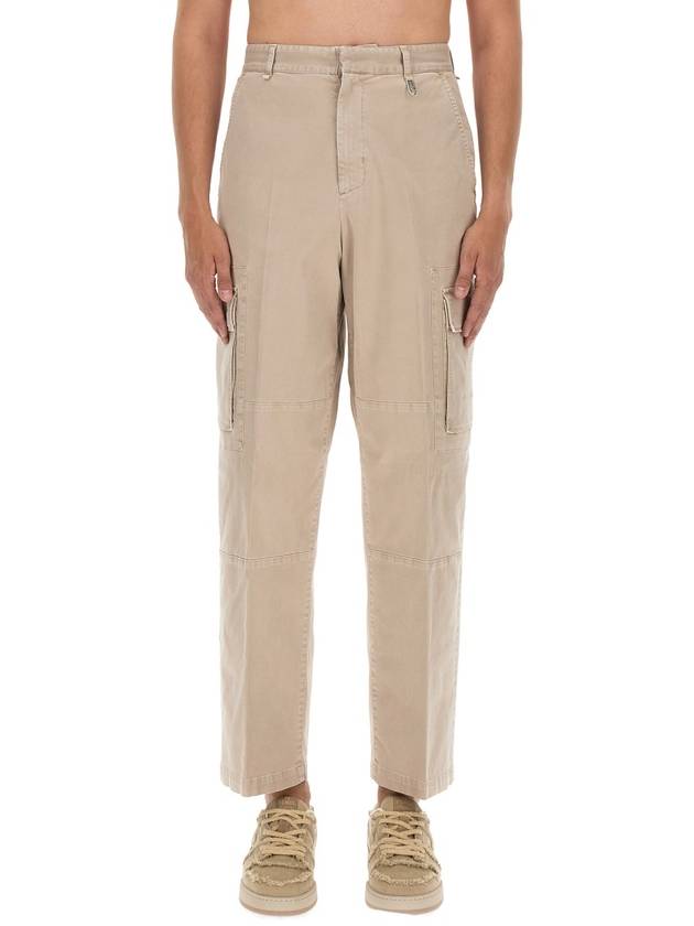 Fendi gabardine cargo straight pants beige