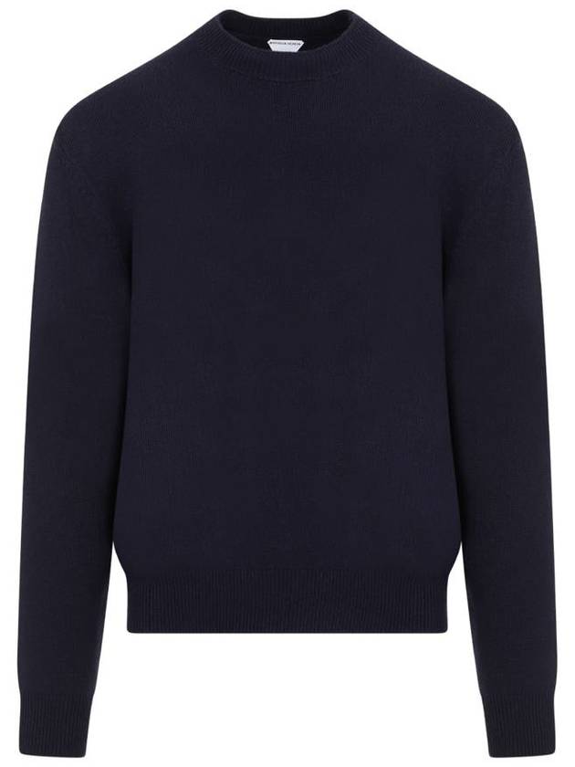 Bottega Veneta Crew Neck Cashmere Knit Top Navy