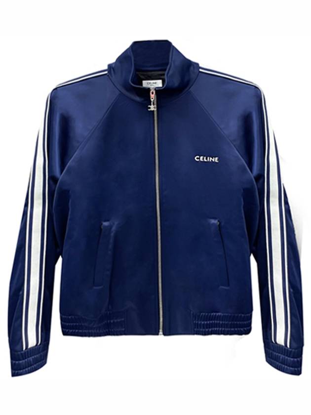 CELINE Logo Print Vintage Double Jersey Track Jacket Navy