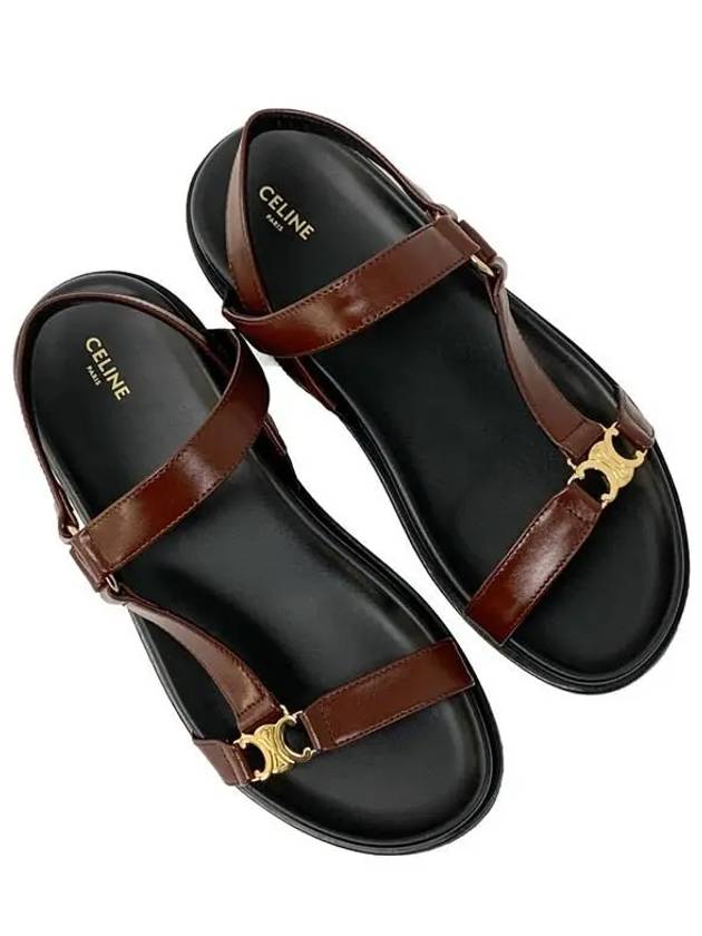 CELINE Maud Calfskin Triomphe Sandals Rust