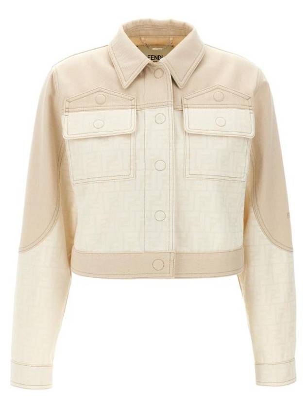 Fendi FF Blouson Jean Denim Jacket White
