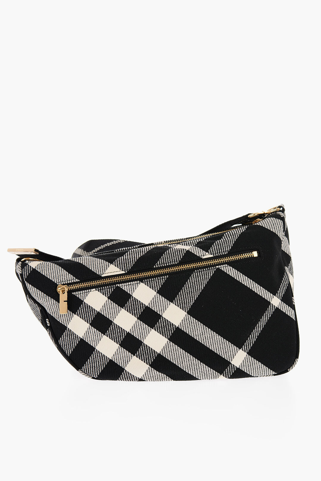 Burberry Checked Shield Messenger Crossbody Bag With Golden Details
