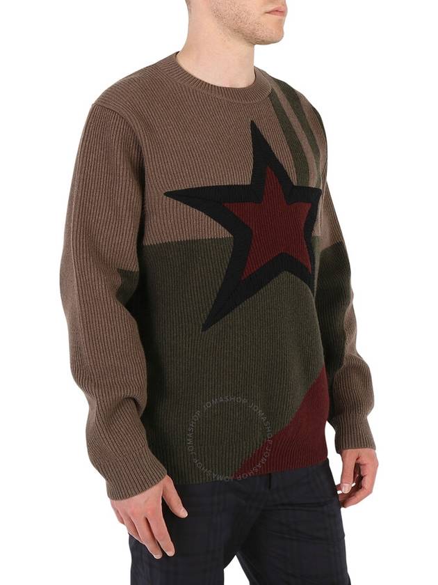 Burberry Burberry Men's Khaki Star Intarsia Wool Sweater Size Small