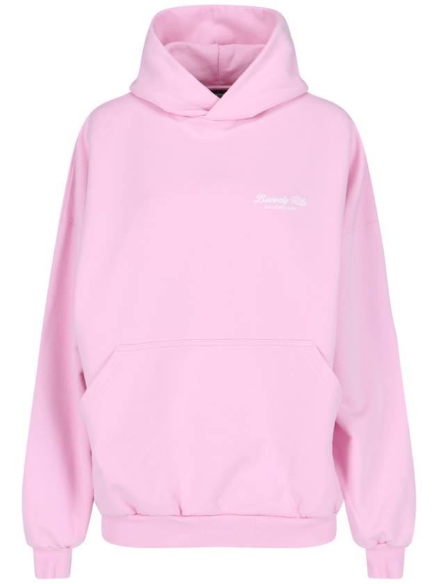 Balenciaga Beverly Hills Embroidered Hooded Top Pink
