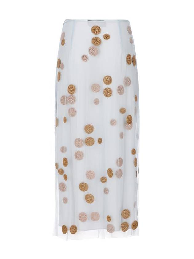 Fendi Embroidered Tulle Skirts Light Blue