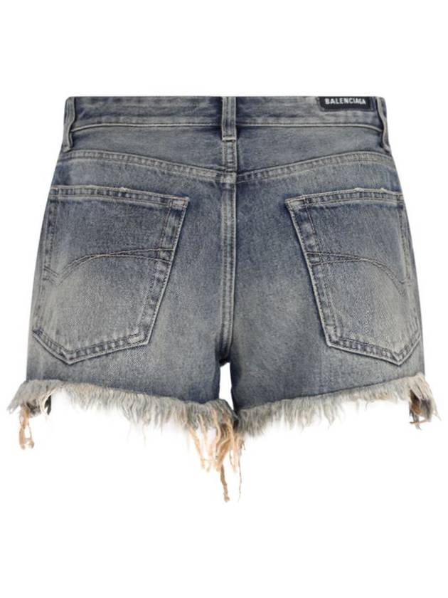 Balenciaga Back logo patch denim shorts blue