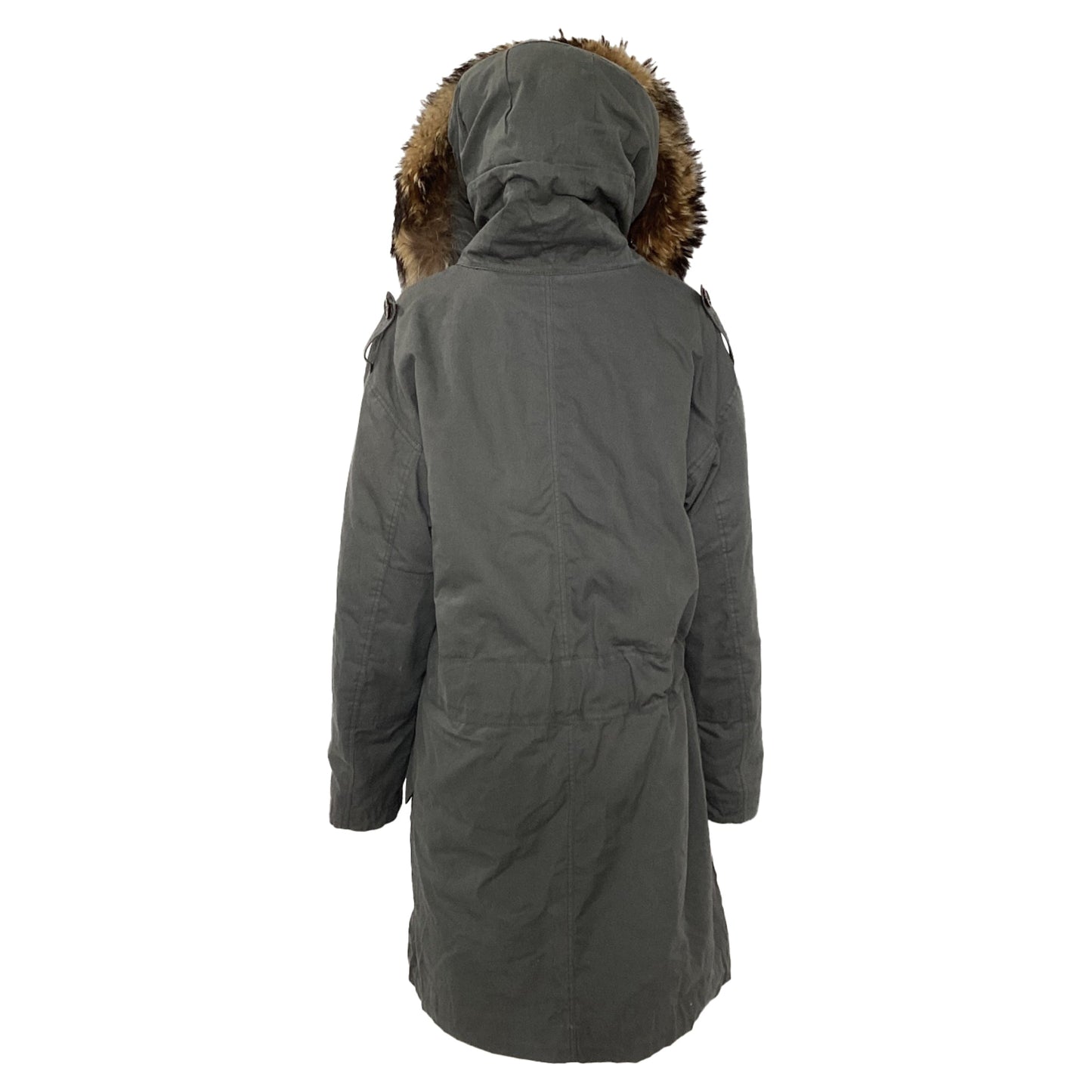 Burberry Brit Fur-lined Hooded Parka in Grey Acetate