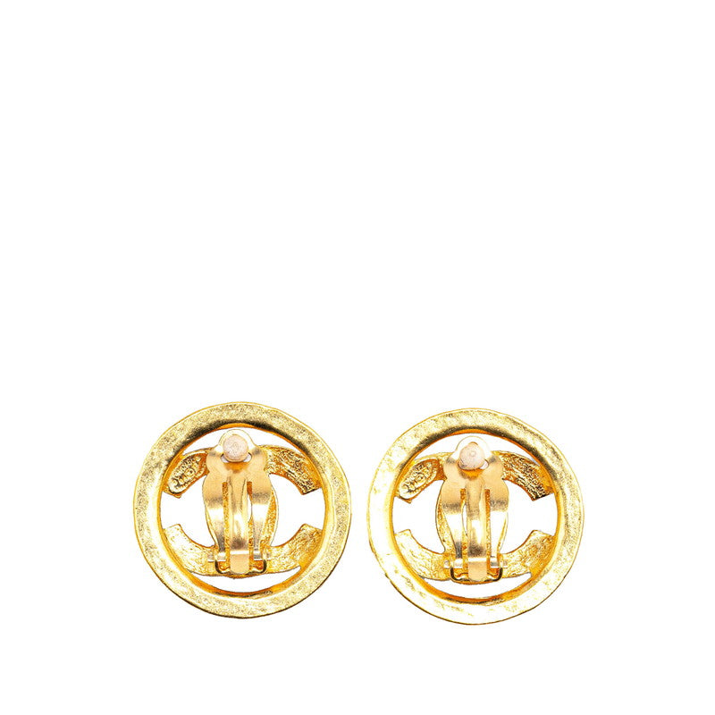 Chanel Vintage Coco Mark Round Earrings Gold