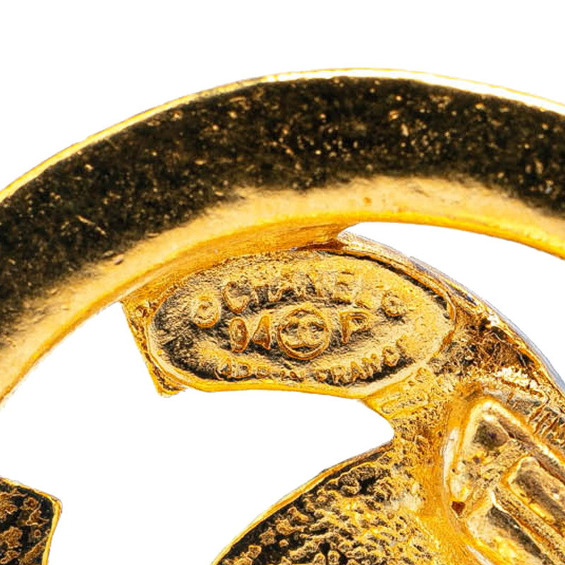 Chanel Vintage Coco Mark Round Earrings Gold