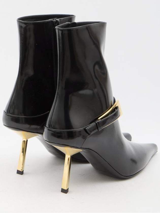 Saint Laurent Lee Glazed Leather Ankle Boots Black