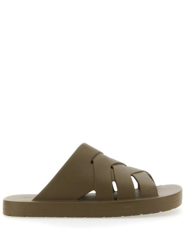 Bottega Veneta Flintston Intrecciato Matte Rubber Sandals Solid