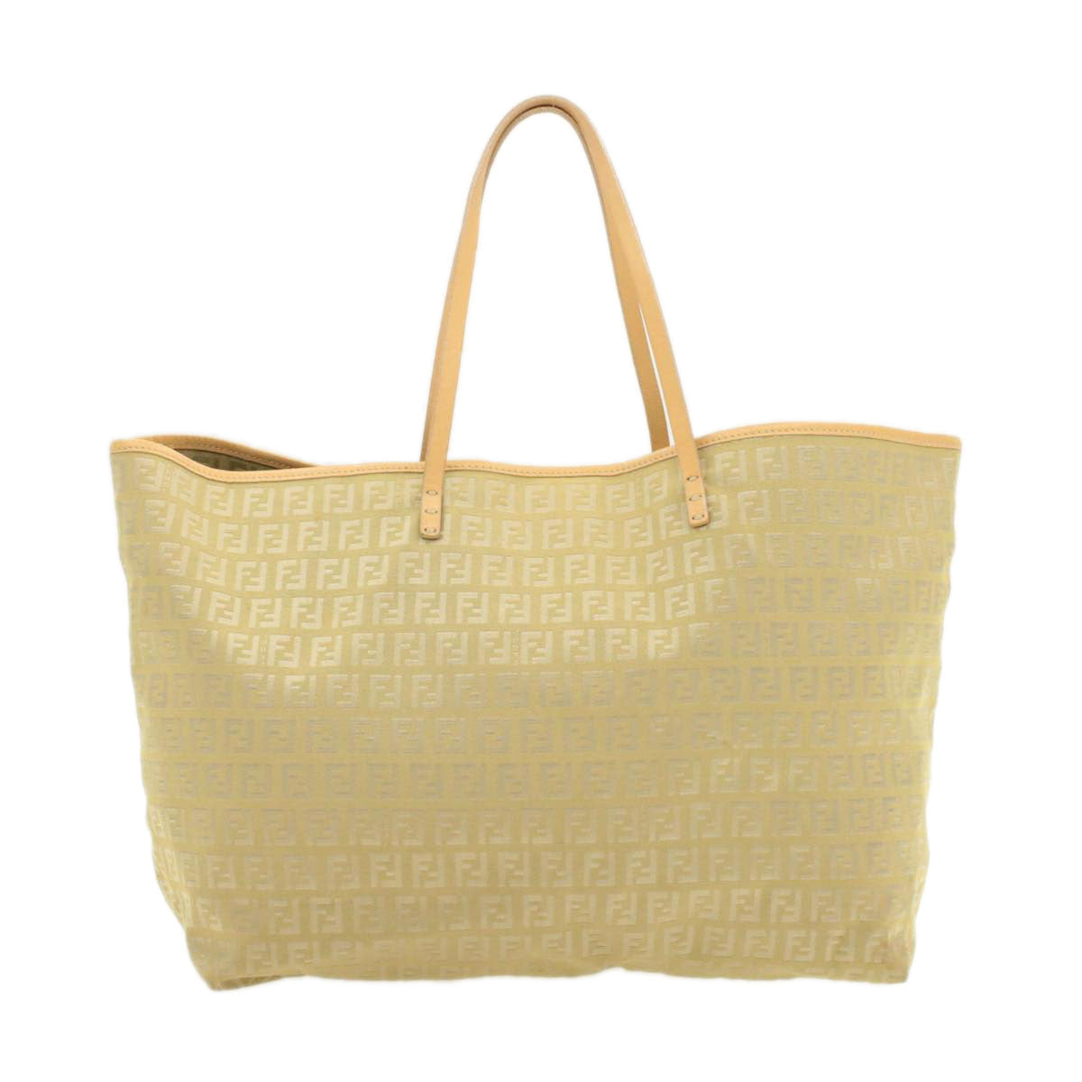 FENDI Zucchino Canvas Tote Bag Beige am136b