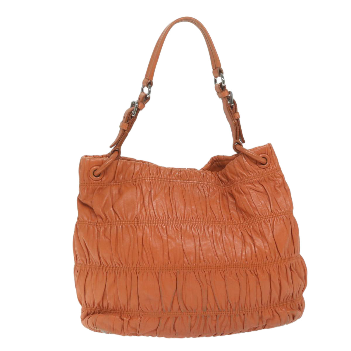 PRADA Shoulder Bag Leather Orange bs10682