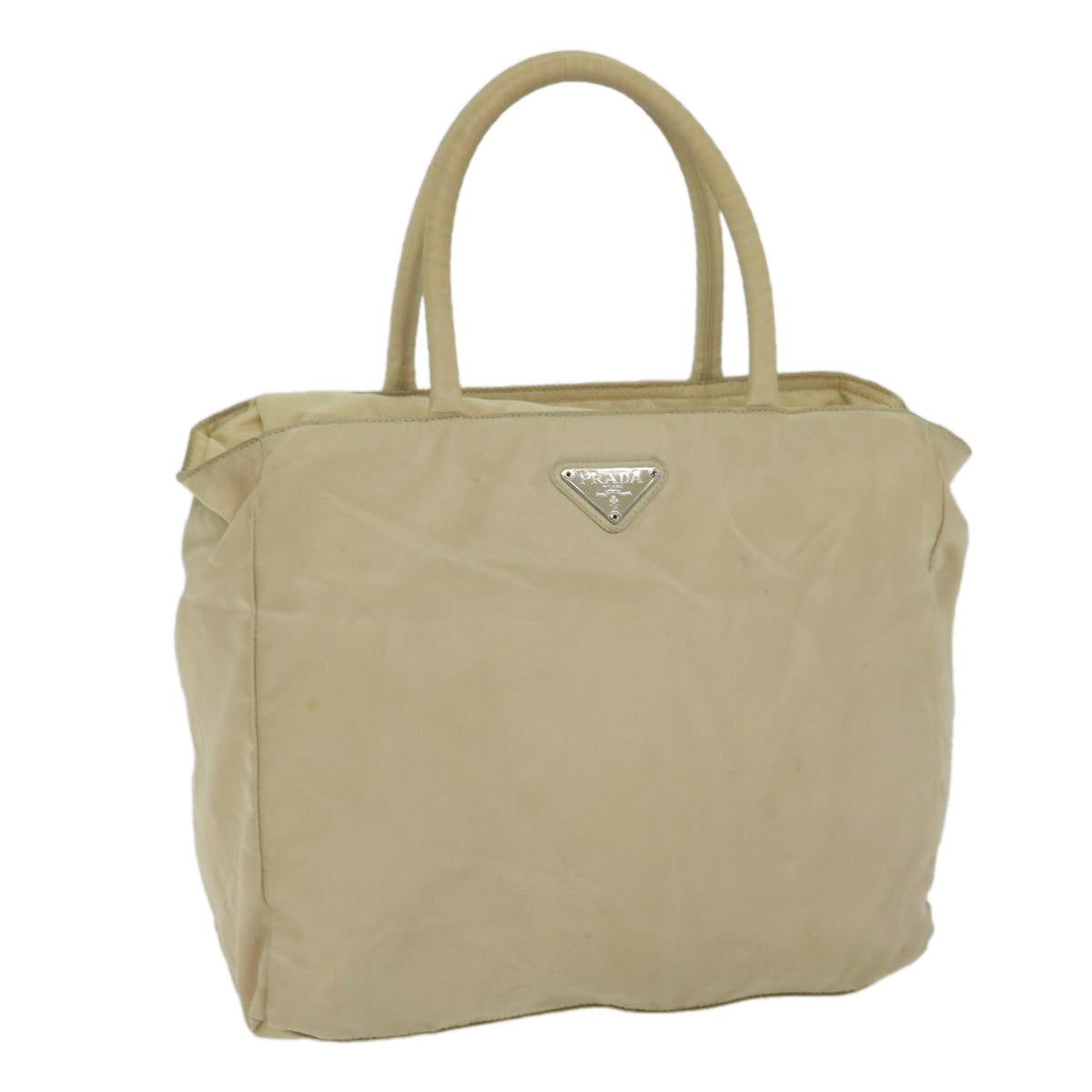 PRADA Hand Bag Nylon Beige bs10756