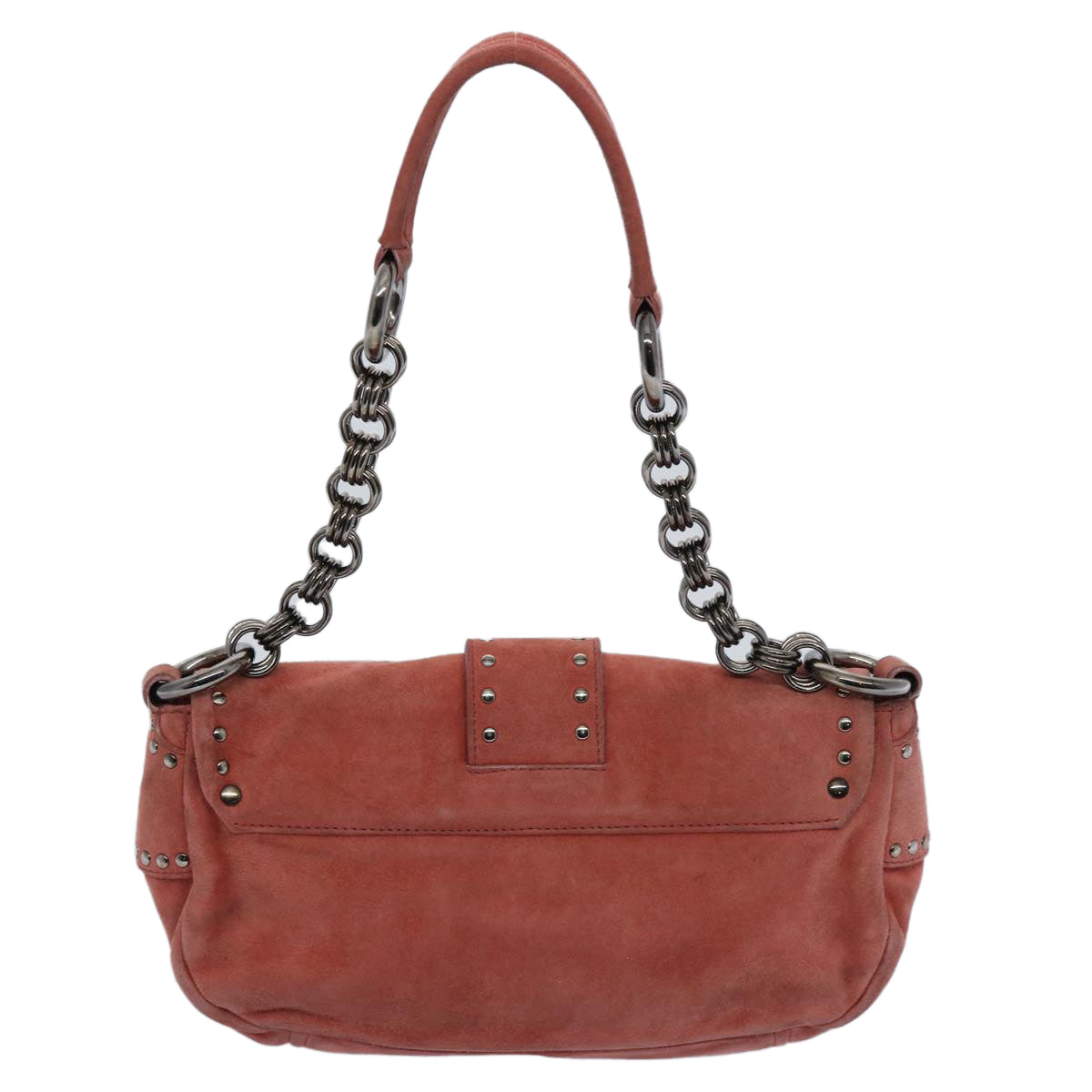 PRADA Chain Shoulder Bag Suede Red bs10796