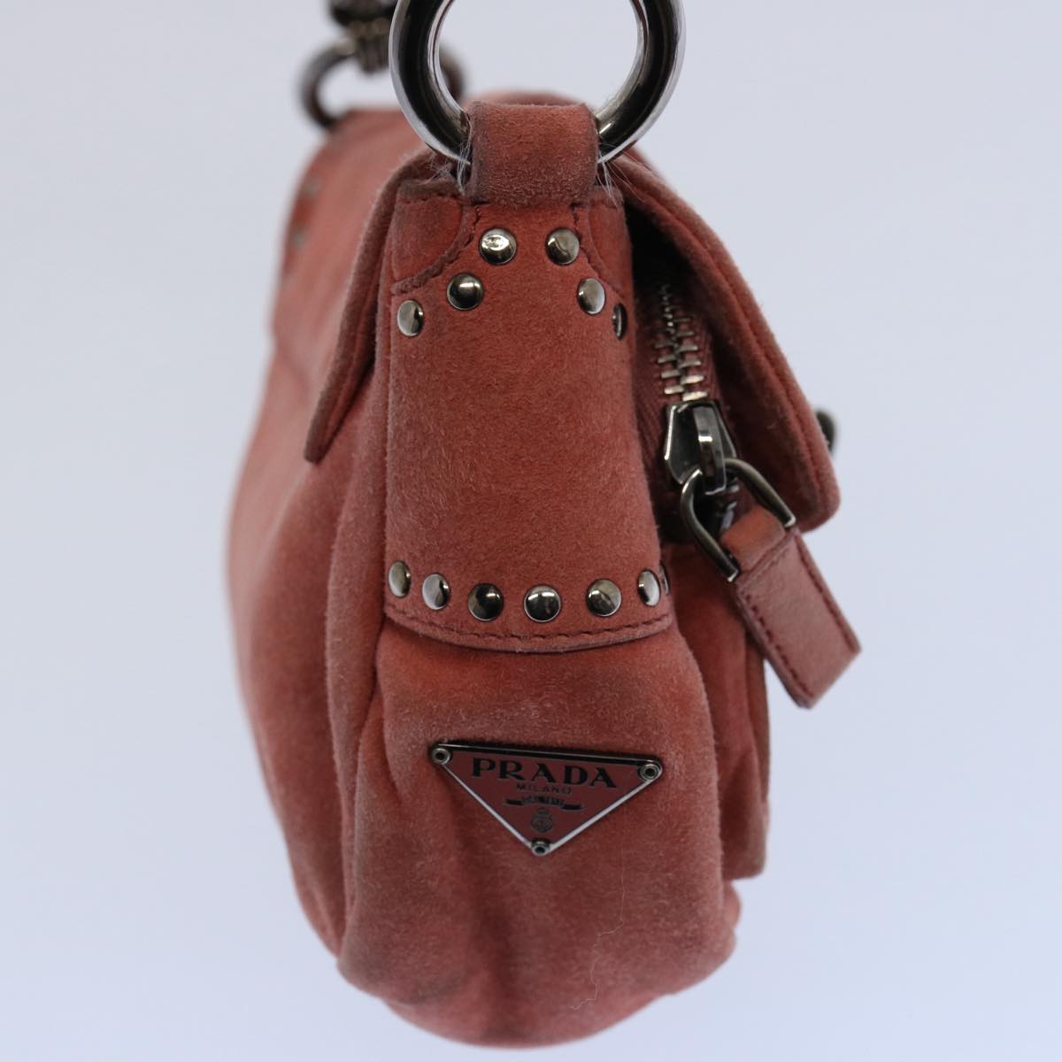 PRADA Chain Shoulder Bag Suede Red bs10796