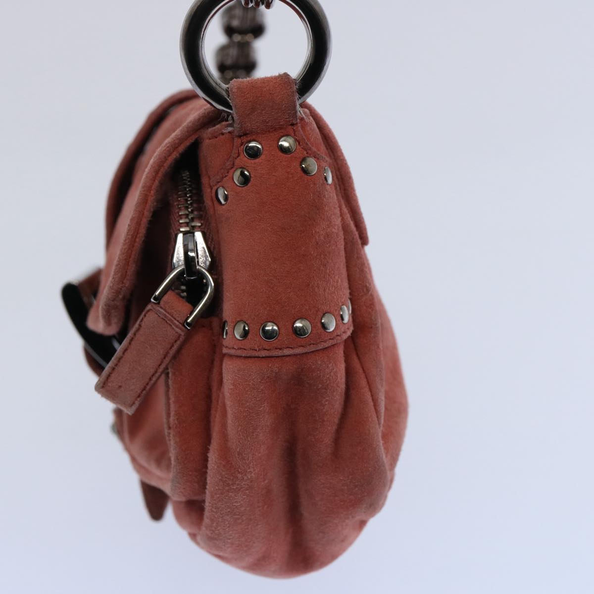PRADA Chain Shoulder Bag Suede Red bs10796
