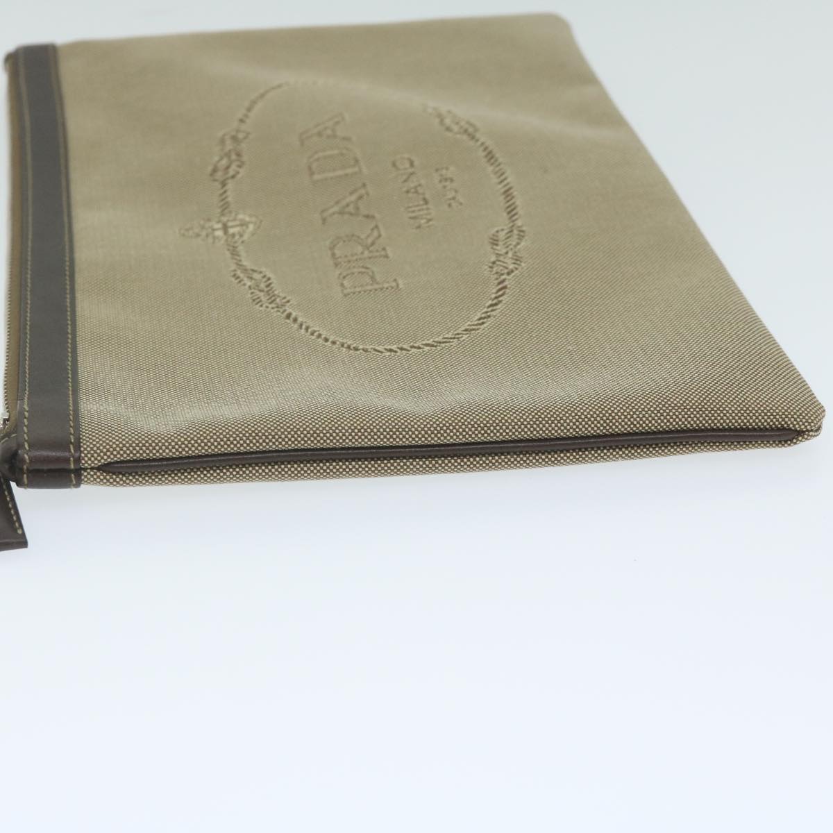 PRADA Clutch Bag Canvas Beige bs10802